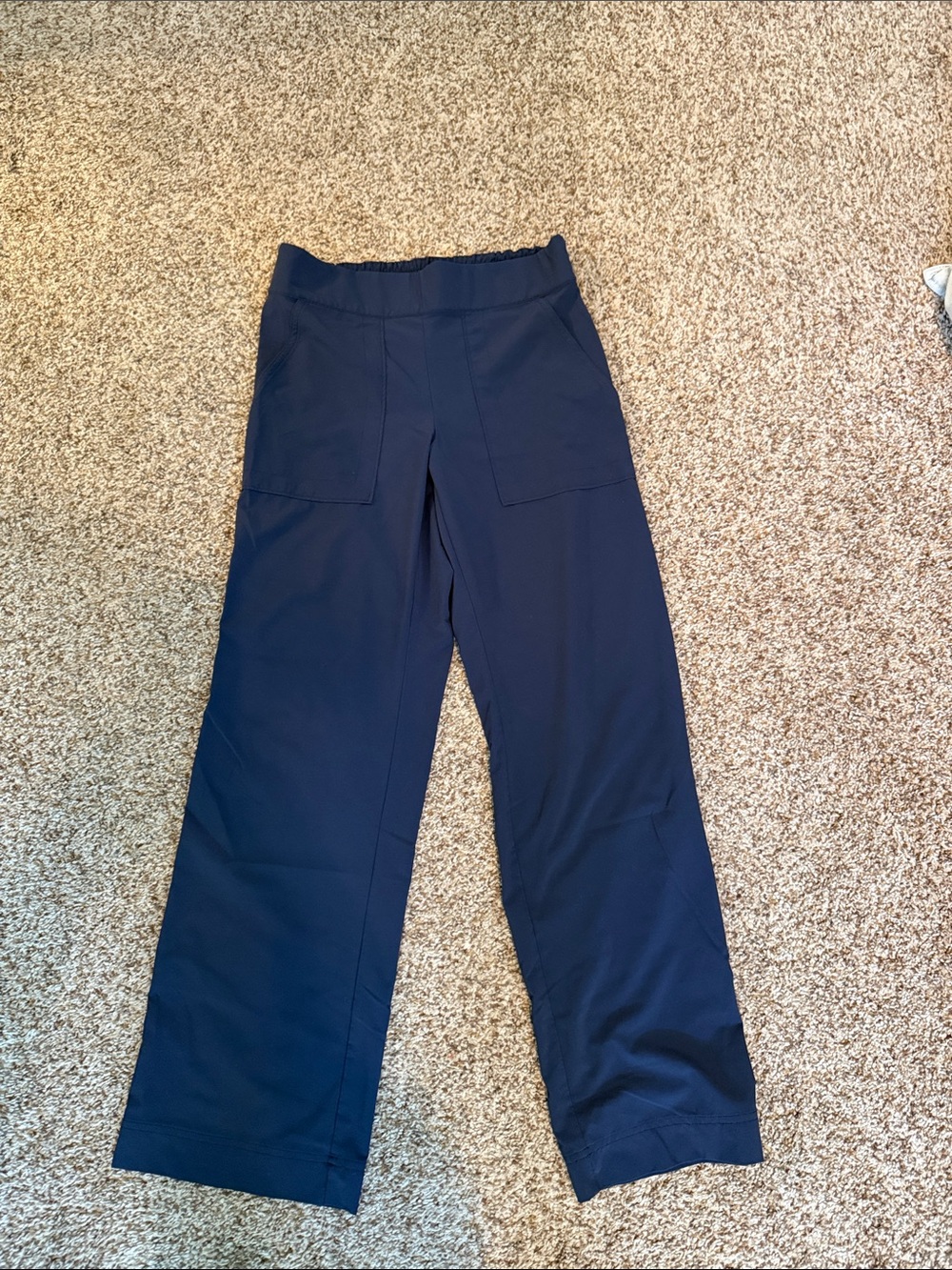 Athleta Navy Wide-Leg Pull-On Pants with Front Patch Pockets